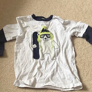 Gymboree White and Navy Bear Long Sleeve Tee
